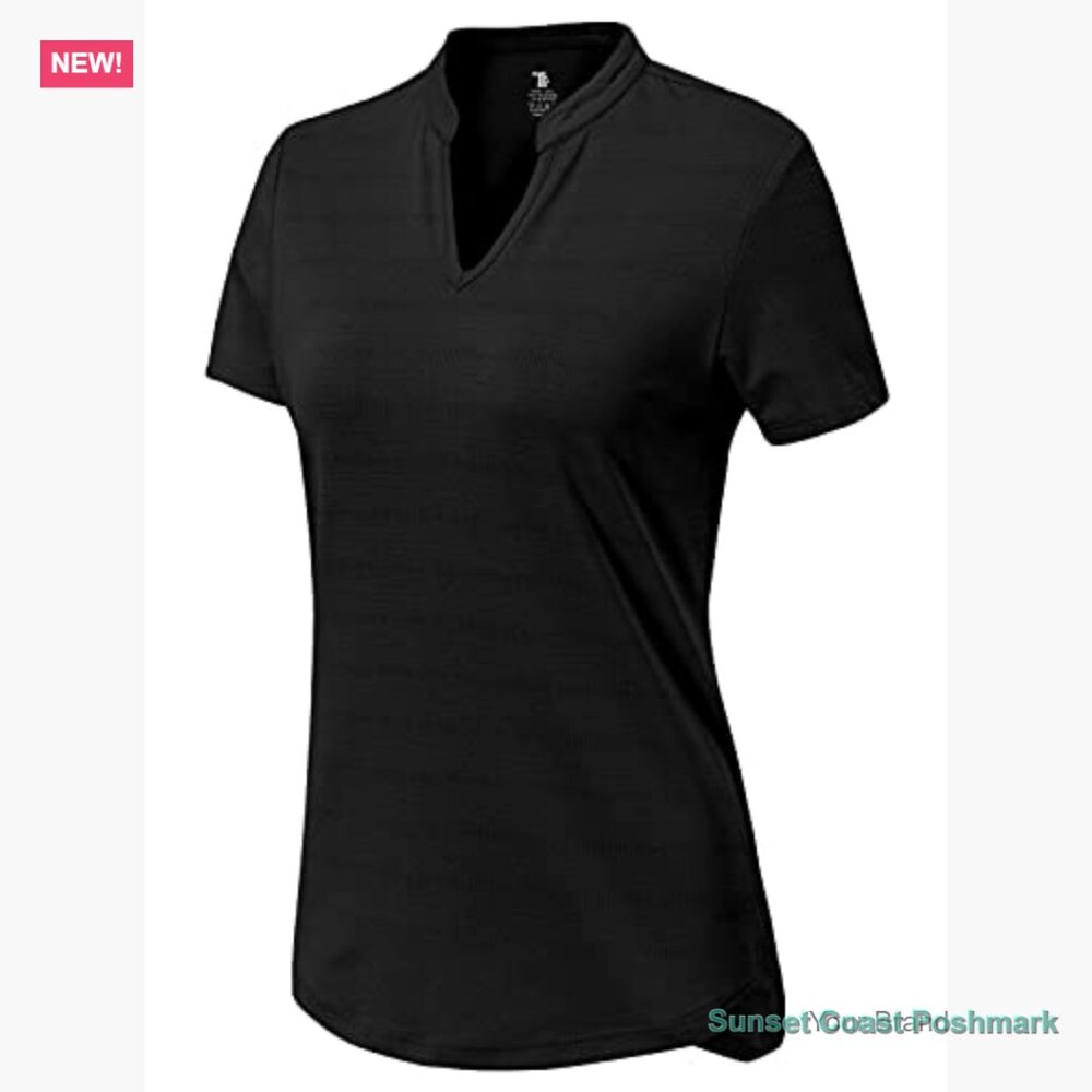 Quick-Dry Polyester Elastane V-Neck Polo Shirt fo… - image 2